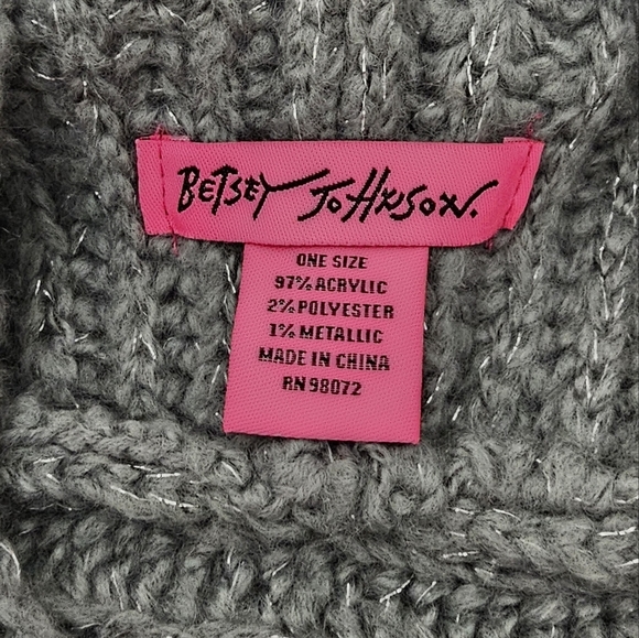 Betsey Johnson Hat Gray & Metallic Silver Knit Turban Wrap Style w/ Gem Accents - Picture 5 of 5